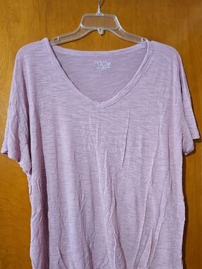 Time and Tru Dusty Pink V-Neck Short Sleeve Tee